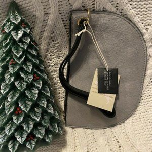 Punto Fibbia Genuine Leather Clutch Wallet Italy Light Gray